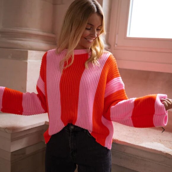 Easy Clothes Pink and Orange Masson Sweater - OS - Picture 6 of 8